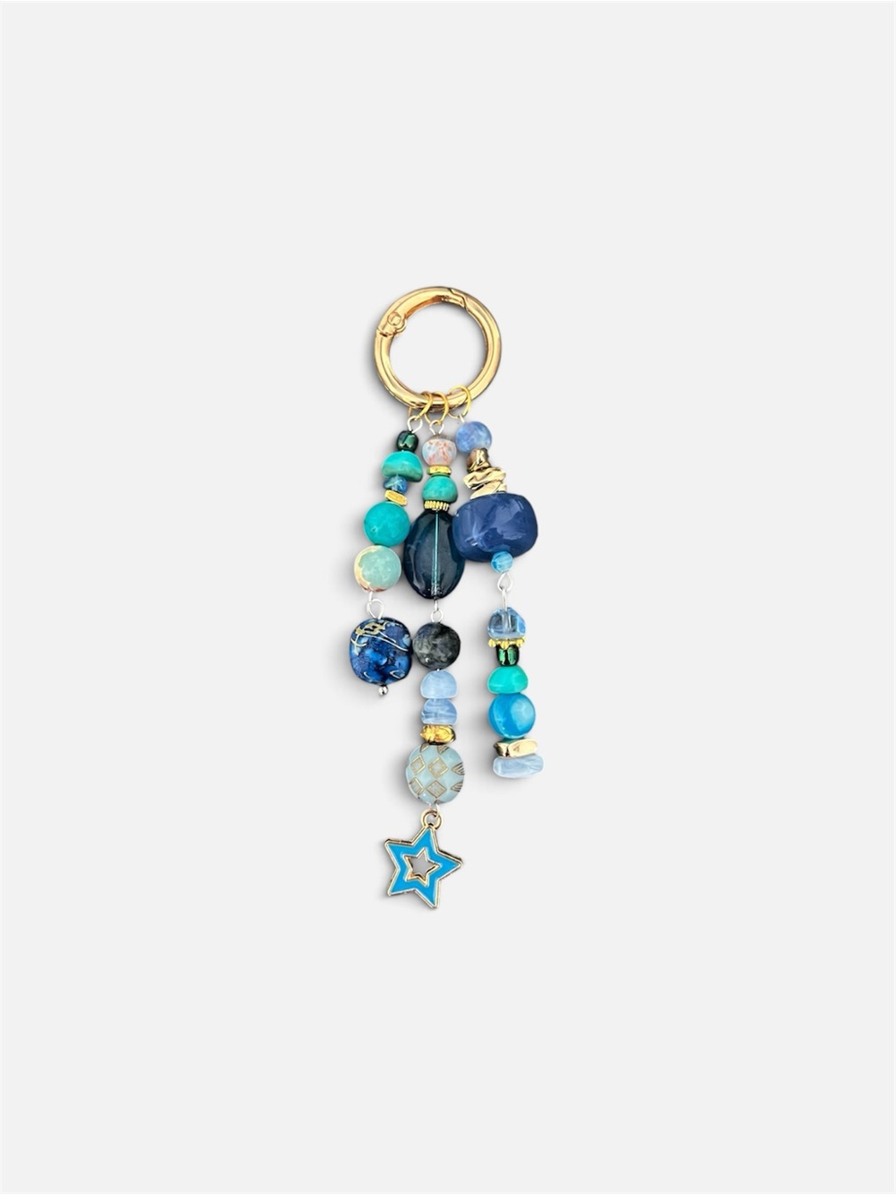 Blue Beaded Bag Charm Keychain